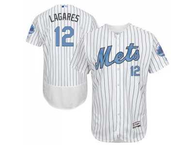 New York Mets #12 Juan Lagares White(Blue Strip) Flexbase Authentic Collection 2016 Father's Day Stitched Baseball Jersey