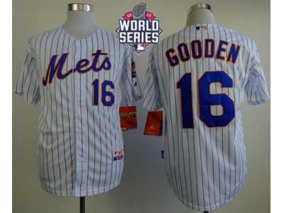 New York Mets #16 Dwight Gooden White(Blue Strip) Home Cool Base W 2015 World Series Patch Stitched MLB Jersey