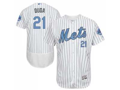 New York Mets #21 Lucas Duda White(Blue Strip) Flexbase Authentic Collection 2016 Father's Day Stitched Baseball Jersey
