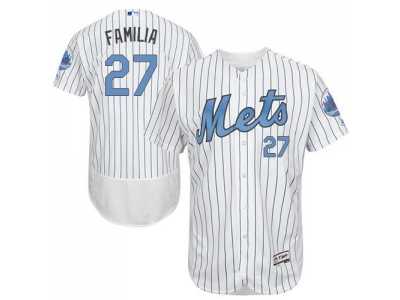 New York Mets #27 Jeurys Familia White(Blue Strip) Flexbase Authentic Collection 2016 Father's Day Stitched Baseball Jersey