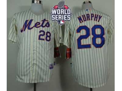 New York Mets #28 Daniel Murphy Cream(Blue Strip) Alternate Cool Base W 2015 World Series Patch Stitched MLB Jersey