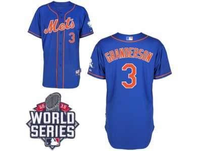 New York Mets #3 Curtis Granderson Blue Alternate Home Cool Base W 2015 World Series Patch Stitched MLB Jersey