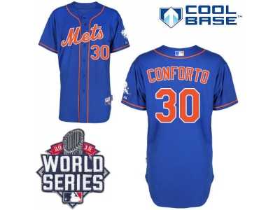 New York Mets #30 Michael Conforto Blue Alternate Home Cool Base W 2015 World Series Patch Stitched MLB Jersey