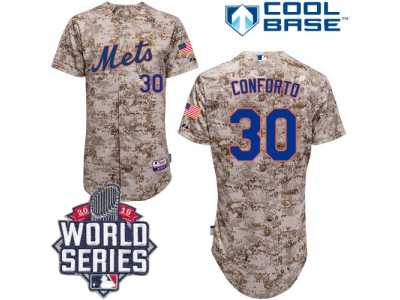New York Mets #30 Michael Conforto Camo Alternate Cool Base W 2015 World Series Patch Stitched MLB Jersey