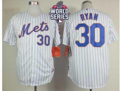 New York Mets #30 Nolan Ryan White(Blue Strip) Home Cool Base W 2015 World Series Patch Stitched MLB Jersey