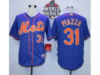 New York Mets #31 Mike Piazza Blue Alternate Home W 2015 World Series Patch Stitched MLB Jersey