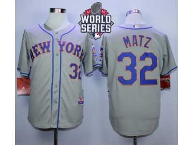 New York Mets #32 Steven Matz Grey Road Cool Base W 2015 World Series Patch Stitched MLB Jersey