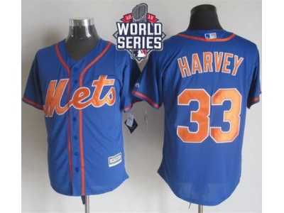 New York Mets #33 Matt Harvey Blue Alternate Home New Cool Base W 2015 World Series Patch Stitched MLB Jersey