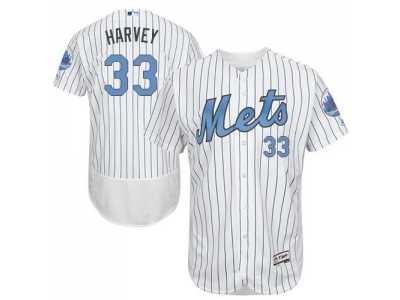 New York Mets #33 Matt Harvey White(Blue Strip) Flexbase Authentic Collection 2016 Father's Day Stitched Baseball Jersey