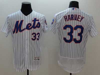 New York Mets #33 Matt Harvey White(Blue Strip) Flexbase Authentic Collection Stitched Baseball Jersey