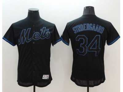 New York Mets #34 Noah Syndergaard Black Fashion Flexbase Authentic Collection Stitched Baseball Jersey