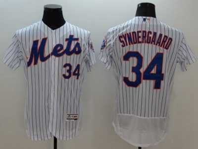 New York Mets #34 Noah Syndergaard White(Blue Strip) Flexbase Authentic Collection Stitched Baseball Jersey