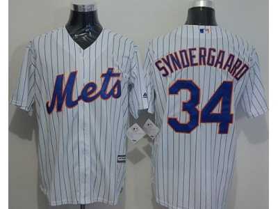 New York Mets #34 Noah Syndergaard White(Blue Strip) New Cool Base Stitched MLB Jersey