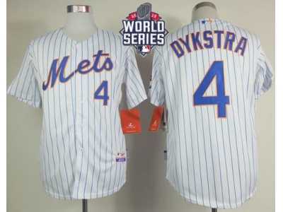 New York Mets #4 Lenny Dykstra White(Blue Strip) Home Cool Base W 2015 World Series Patch Stitched MLB Jersey