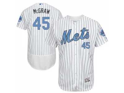 New York Mets #45 Tug McGraw White(Blue Strip) Flexbase Authentic Collection 2016 Father's Day Stitched Baseball Jersey