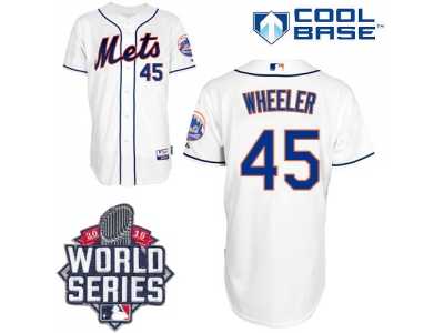 New York Mets #45 Zack Wheeler White Cool Base W 2015 World Series Patch Stitched MLB Jersey
