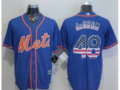 New York Mets #48 Jacob DeGrom Blue USA Flag Fashion Stitched Baseball Jersey