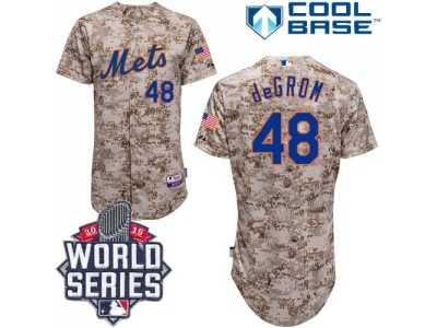 New York Mets #48 Jacob DeGrom Camo Alternate Cool Base W 2015 World Series Patch Stitched MLB Jersey