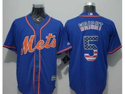 New York Mets #5 David Wright Blue USA Flag Fashion Stitched MLB Jersey
