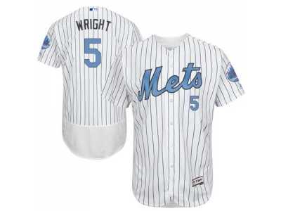 New York Mets #5 David Wright White(Blue Strip) Flexbase Authentic Collection 2016 Father's Day Stitched Baseball Jersey