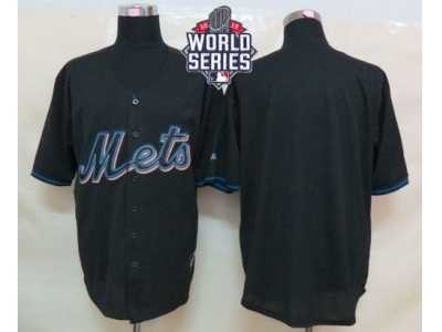 New York Mets Blank Black Fashion W 2015 World Series Patch Stitched MLB Jersey