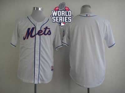 New York Mets Blank White Cool Base W 2015 World Series Patch Stitched MLB Jersey