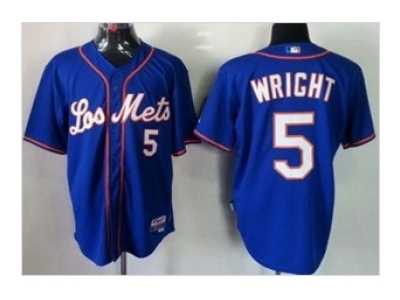 mlb jerseys new york mets #5 wright blue(number white)