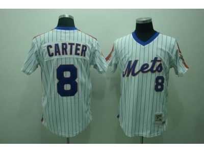 mlb new york mets #8 carter m&n white(blue strip)