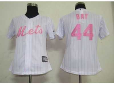 MLB Women Jerseys New York Mets #44 BAY White[Pink strip]