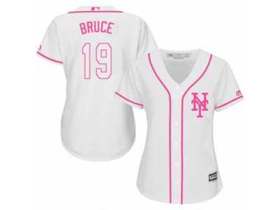 Women's Majestic New York Mets #19 Jay Bruce Replica White Fashion Cool Base MLB Jersey