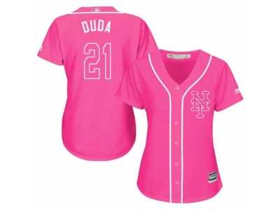 Women's Majestic New York Mets #21 Lucas Duda Replica Pink Fashion Cool Base MLB Jersey