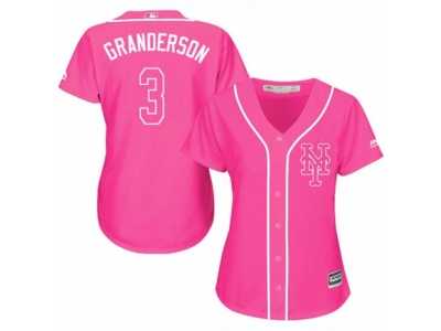 Women's Majestic New York Mets #3 Curtis Granderson Replica Pink Fashion Cool Base MLB Jersey