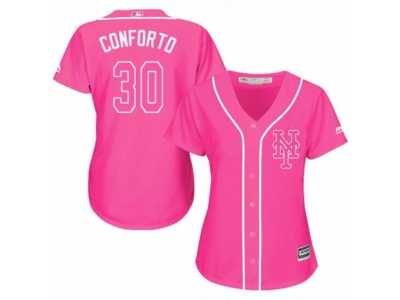 Women's Majestic New York Mets #30 Michael Conforto Replica Pink Fashion Cool Base MLB Jersey
