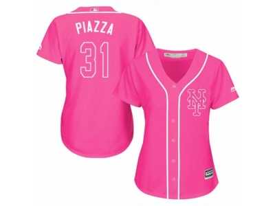 Women's Majestic New York Mets #31 Mike Piazza Replica Pink Fashion Cool Base MLB Jersey