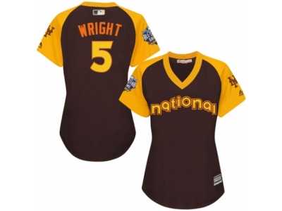 Women's Majestic New York Mets #5 David Wright Authentic Brown 2016 All-Star National League BP Cool Base MLB Jersey