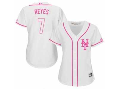 Women's Majestic New York Mets #7 Jose Reyes Authentic White Fashion Cool Base MLB Jersey