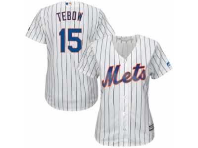 Women's New York Mets #15 Tim Tebow Majestic White Home Cool Base Player Jersey