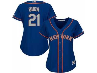 Women's New York Mets #21 Lucas Duda Blue(Grey NO.) Alternate Stitched MLB Jersey