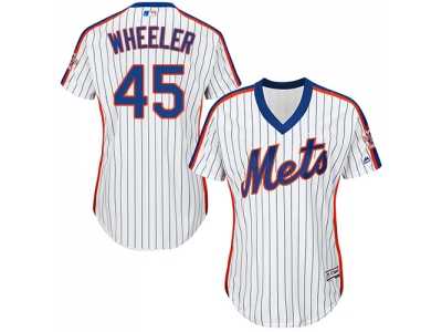 Women's New York Mets #45 Zack Wheeler White(Blue Strip) Alternate Stitched MLB Jersey