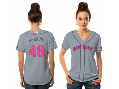 Women''s New York Mets #48 Jacob deGrom Gray Road 2016 Mother''s Day Cool Base Jersey
