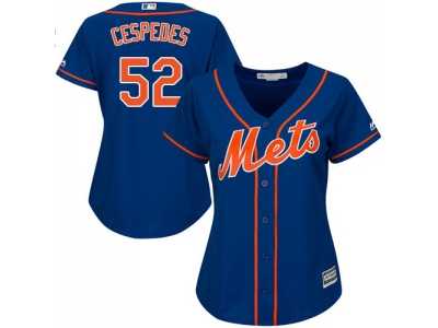 Women's New York Mets #52 Yoenis Cespedes Blue Alternate Stitched MLB Jersey