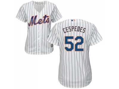 Women's New York Mets #52 Yoenis Cespedes White(Blue Strip) Home Stitched MLB Jersey