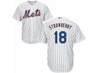 Youth New York Mets #18 Darryl Strawberry White(Blue Strip) Cool Base Stitched MLB Jersey