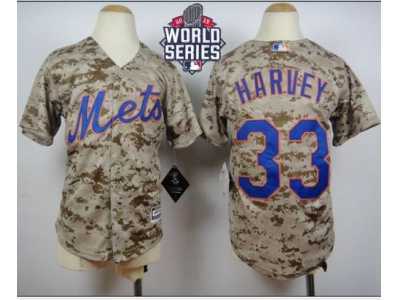 Youth New York Mets #33 Matt Harvey Camo Alternate Cool Base W 2015 World Series Patch Stitched MLB Jersey
