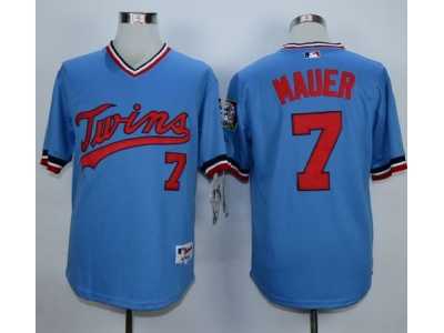 MLB Minnesota Twins #7 Joe Mauer Light Blue 1984 jerseys