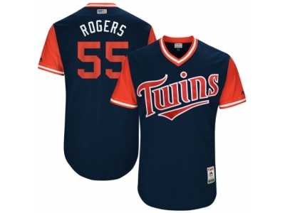 Men's 2017 Little League World Series Twins #55 Taylor Rogers Rogers Navy Jersey