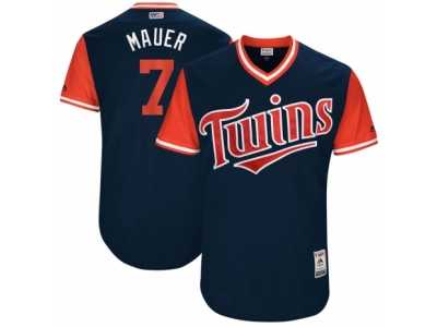 Men's 2017 Little League World Series Twins Joe Mauer #7 Mauer Navy Jersey