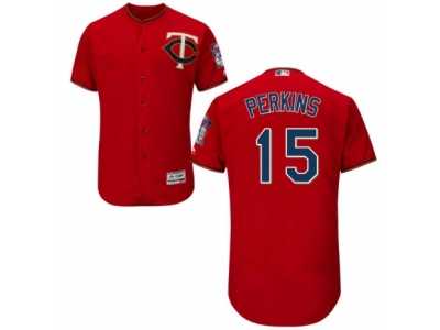 Men's Majestic Minnesota Twins #15 Glen Perkins Scarlet Flexbase Authentic Collection MLB Jersey