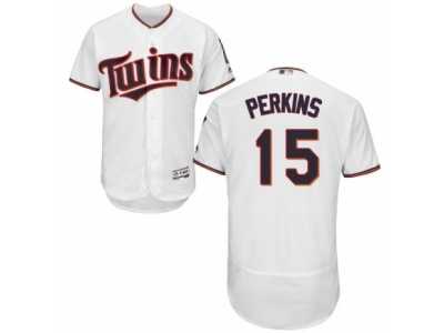 Men's Majestic Minnesota Twins #15 Glen Perkins White Flexbase Authentic Collection MLB Jersey
