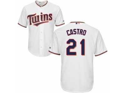 Men's Majestic Minnesota Twins #21 Jason Castro Replica White Home Cool Base MLB Jersey